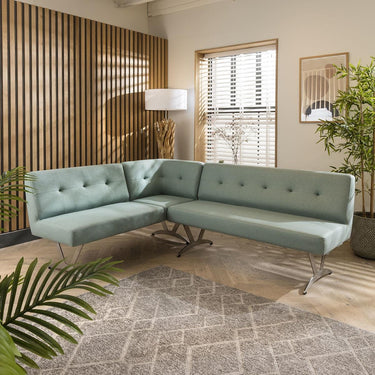 Quatropi Modern Mint Green Fabric Kitchen Corner Dining Bench 5 Seat L/R