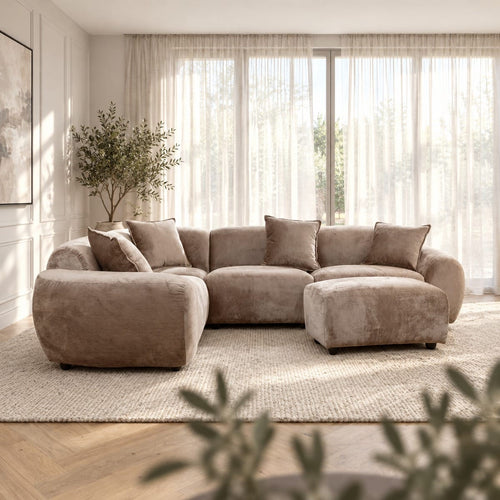 Maddie 4 Seater Modular Corner Sofa Bubbly Warm Grey Beige 289x205cm 5