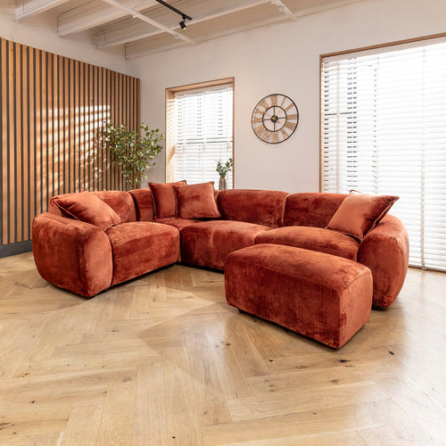 Maddie 4 Seater Modular Corner Sofa Fire Orange 289x205cm 5