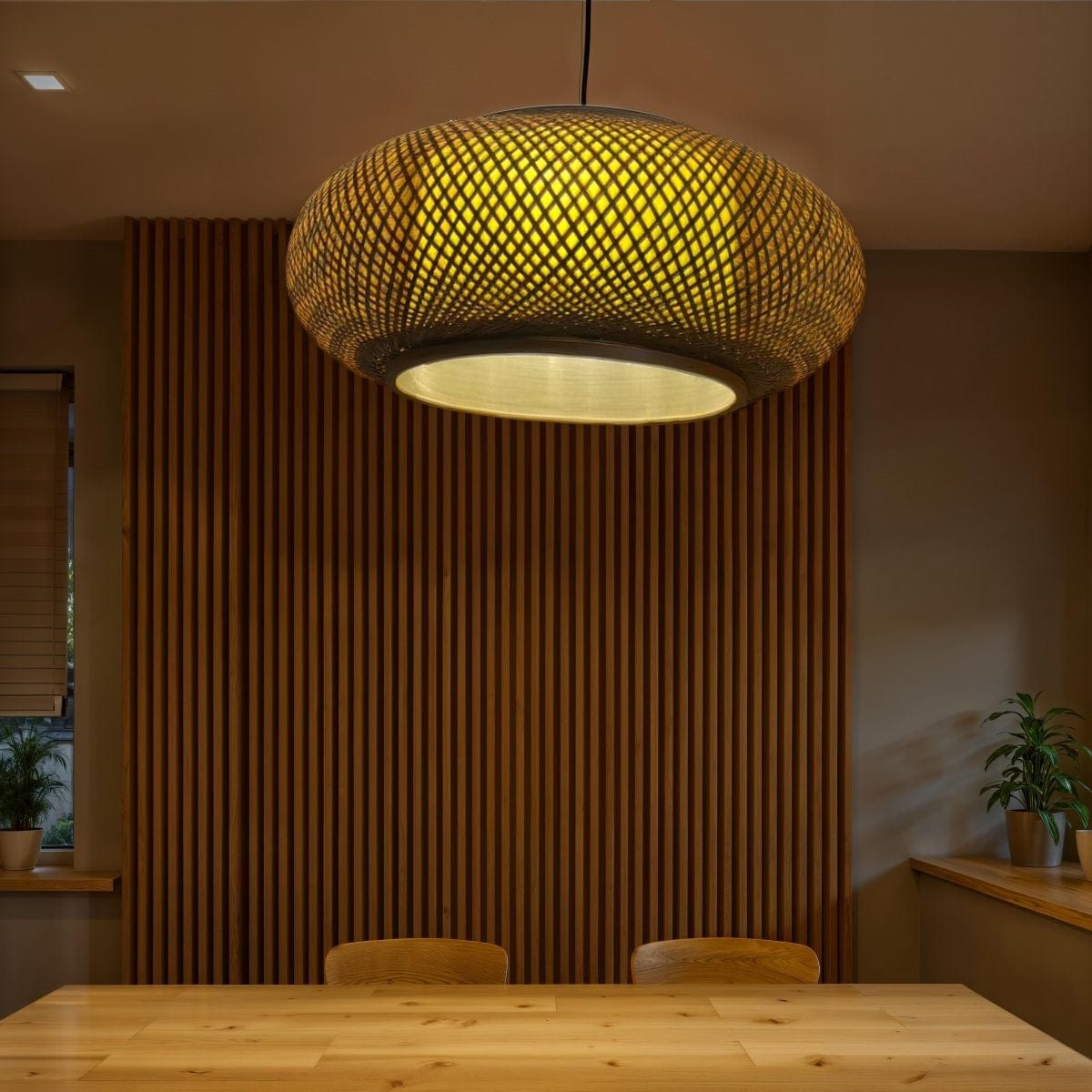 Wicker Ceiling Modern Natural Bamboo Rattan Wicker Ceiling Light Pendant 60cm x 25cm ...