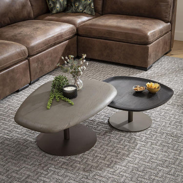 Quatropi Modern Nesting Coffee Table Set of 2 Contemporary Grey Black Oak 85cm