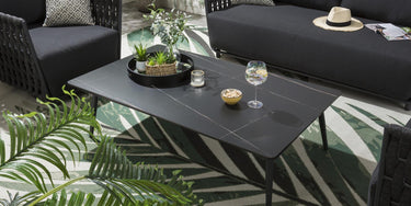 Quatropi Modern Outdoor Coffee Table Grey - Large Premium Ceramic Marble Top