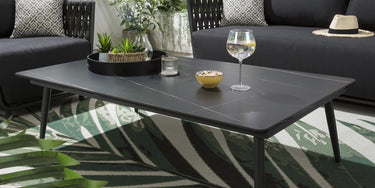 Quatropi Modern Outdoor Coffee Table Grey - Large Premium Ceramic Marble Top