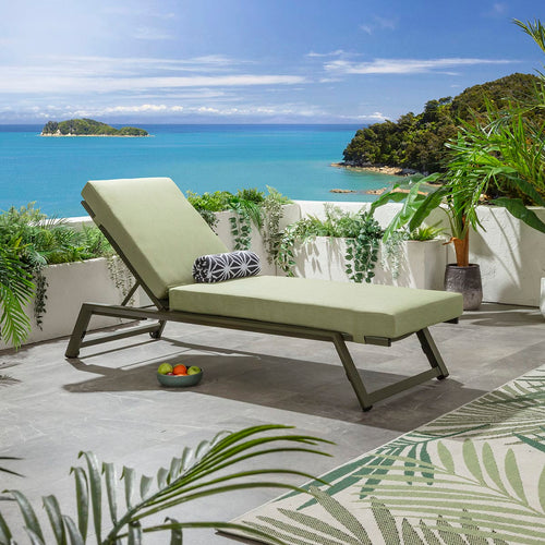 Cayman Outdoor Garden Cushioned Sun Lounger Green 196x70cm