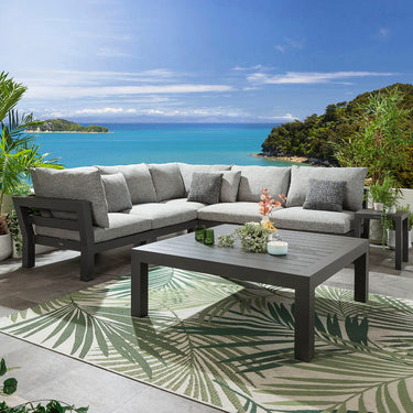 Quatropi Modern Outdoor Garden Square Aluminium Coffee Table Grey 122cm