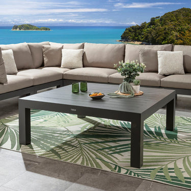 Quatropi Modern Outdoor Garden Square Aluminium Coffee Table Grey 122cm