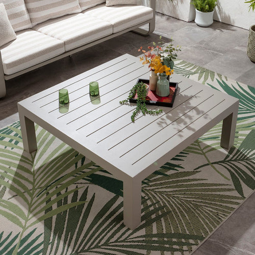 Zara Outdoor Garden Square Aluminium Coffee Table Almond Grey 122cm