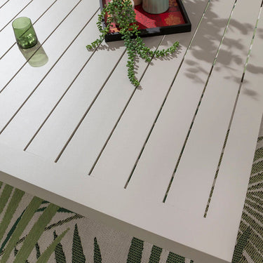 Quatropi Modern Outdoor Garden Square Aluminium Coffee Table Light Grey 122cm