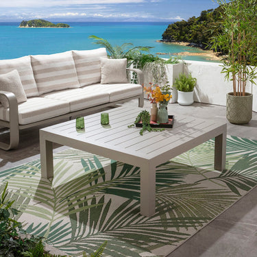 Quatropi Modern Outdoor Garden Square Aluminium Coffee Table Light Grey 122cm