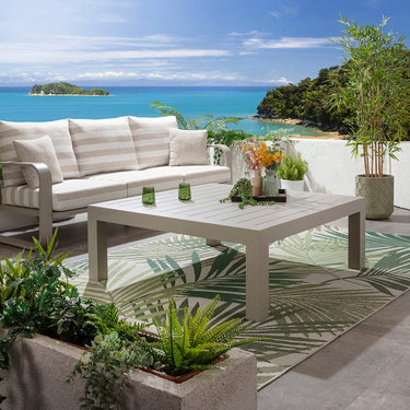 Quatropi Modern Outdoor Garden Square Aluminium Coffee Table Light Grey 122cm