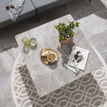 Quatropi Modern Outdoor Garden Square Coffee Table Aluminium Grey Ceramic 90cm