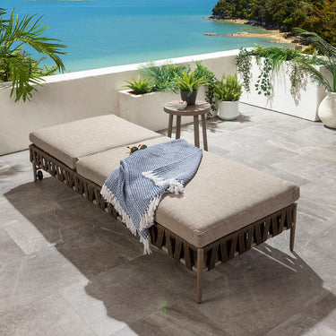 Quatropi Modern Premium Outdoor Garden Sun Lounger Brown Rope 200x77cm