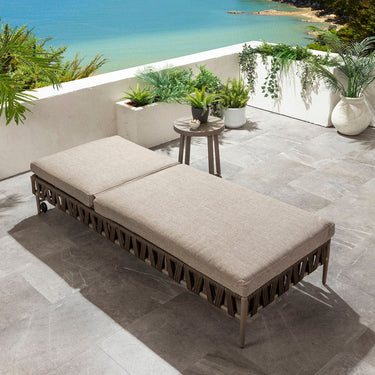 Quatropi Modern Premium Outdoor Garden Sun Lounger Brown Rope 200x77cm