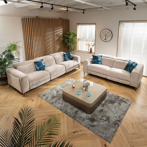 Florance Modern 3 & 2 Seater Full Recliner Sofa Set Putty Grey