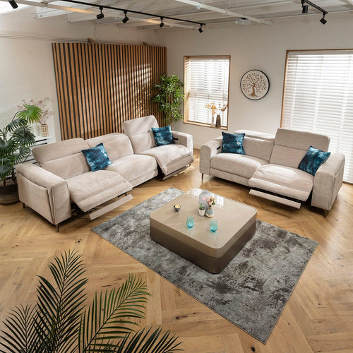 Florance Modern 3 & 2 Seater Recliner Sofa Set Putty Grey 1+2S