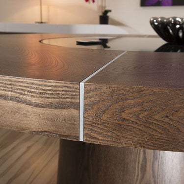 Quatropi Modern Round Dining Table with Lazy Susan Elm 160cm