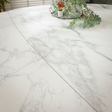 Quatropi Modern Round Extendable Dining Table Matte White Ceramic 115-190cm