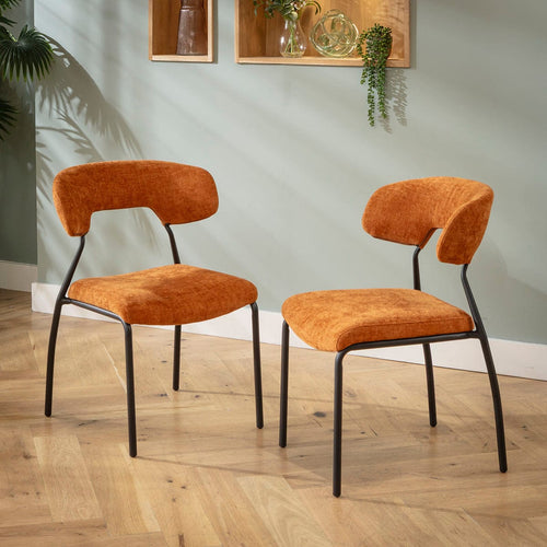 Oscar Modern Scandi Dining Chair Burnt Orange Fabric