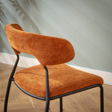 Quatropi Modern Scandi Kitchen Dining Room Chair Burnt Orange Fabric