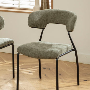 Quatropi Modern Scandi Kitchen Dining Room Chair Green Fabric