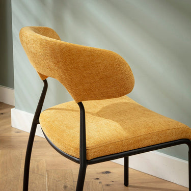 Quatropi Modern Scandi Kitchen Dining Room Chair Yellow Gold Fabric