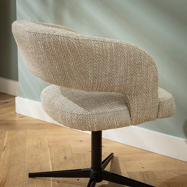 Quatropi Modern Scandi Swivel Kitchen Dining Chair Natural Grey Fabric