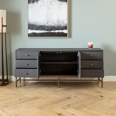 Quatropi Modern Sideboard Buffet Cabinet with Drawers Grey PU 175cm