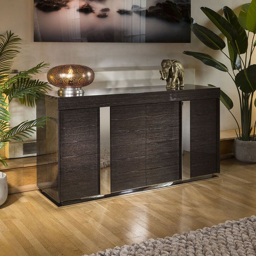 Modern Sideboard / Cabinet / Buffet in Lacquered Black Grain 1.6mtr 912M