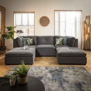 Quatropi Modern Small 3 Seat Modular U Shape Corner Sofa Couch Chaise Grey Velvet
