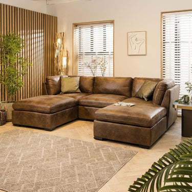 Quatropi Modern Small 3 Seater Modular U Shape Corner Sofa Chaise Brown 4