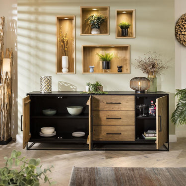 Quatropi Modern Solid Wood Parquet Herringbone Sideboard Buffet Cabinet 190cm