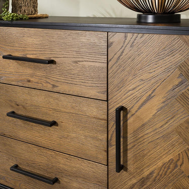 Quatropi Modern Solid Wood Parquet Herringbone Sideboard Buffet Cabinet 190cm