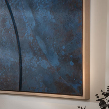 Quatropi Modern Square Abstract Framed Wall Artwork Blue & Black 80x80cm