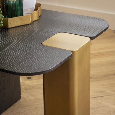 Quatropi Modern Square Bedside Lamp Side Table Premium Black Oak Gold 60cm