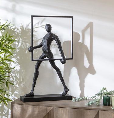 Quatropi Modern Square Black Resin Unusual Large LED Table Lamp 50cm x 92cm