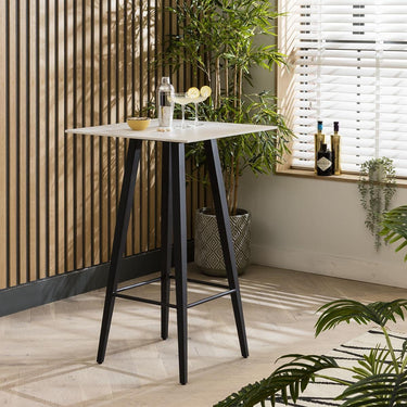 Quatropi Modern Square Ceramic Marble Kitchen High Bar Table 4 Seat White 70x70cm