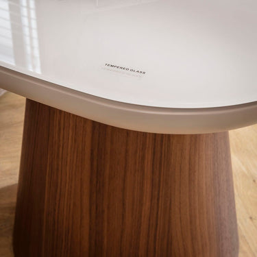 Quatropi Modern Square Glass Side Table Matte Chalk Walnut 60cm