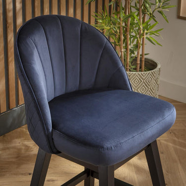 Quatropi Modern Swivel Breakfast Bar Stool Chair with Back Navy Blue Velvet