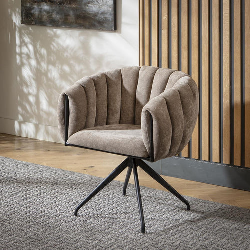 Maisy Return Swivel Carver Dining Chair with Arms Golden Brown