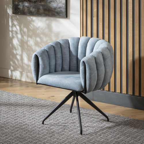 Maisy Return Swivel Carver Dining Chair with Arms Sky Blue