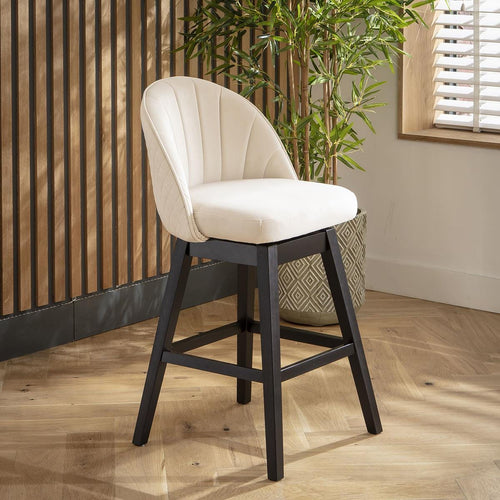 Barker Counter Height Swivel Bar Stool Chair with Back Cream