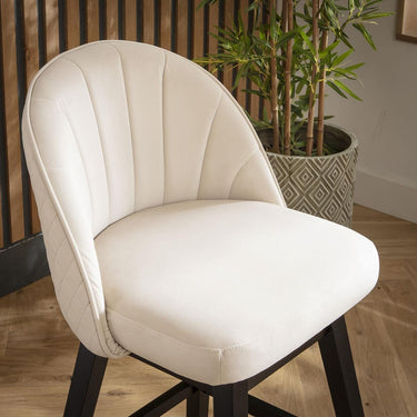 Quatropi Modern Swivel Kitchen Breakfast Bar Stool Chair with Back Cream Velvet