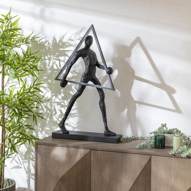 Quatropi Modern Triangle Black Resin Unusual Large LED Table Lamp 50cm x 92cm