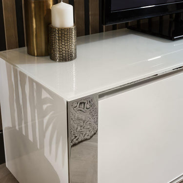 Quatropi Modern TV Stand Cabinet Unit Media Storage 160cm Luxury White Gloss