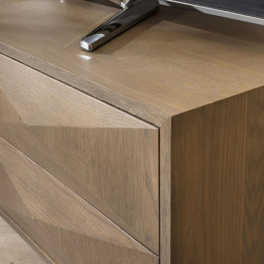 Quatropi Modern TV Stand Unit Cabinet With Storage Geometric Grey Wood 190cm