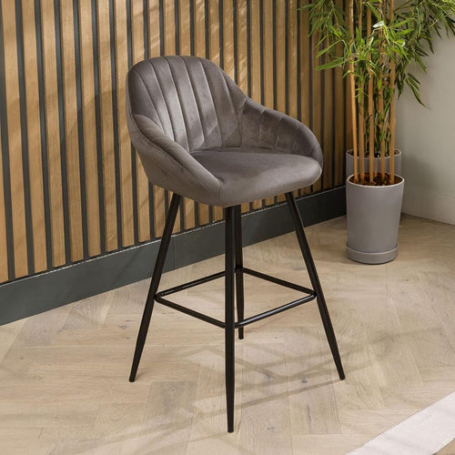 Harper Velvet Bar Stool Grey