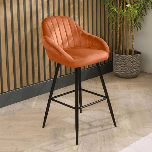 Harper Velvet Bar Stool Orange