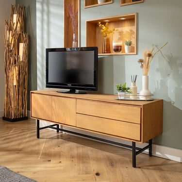 Quatropi Modern Wooden TV Stand Cabinet Freestanding Wall Media Unit Light 125cm
