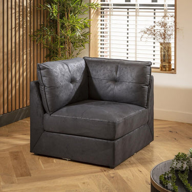 Quatropi Modular 2 Seater Small Modern Sectional Sofa Couch Black Fabric