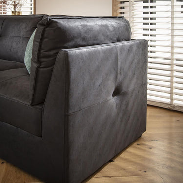 Quatropi Modular 2 Seater Small Modern Sectional Sofa Couch Black Fabric